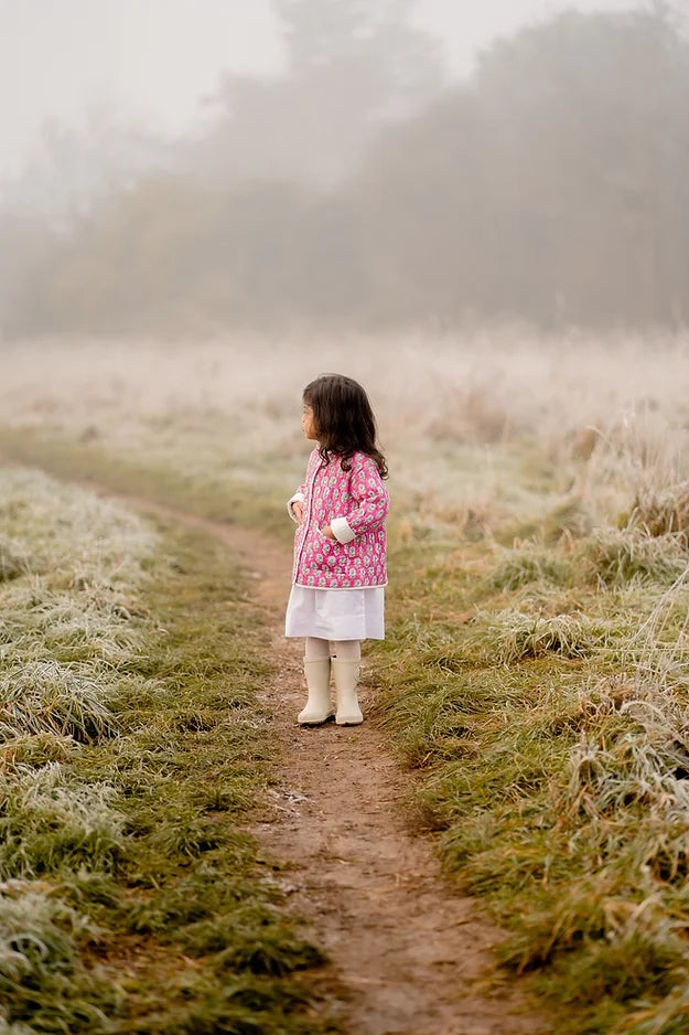 Pink Cotton Quilted Jacket - Girls